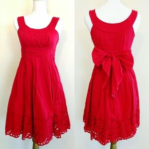 Red Eyelet Sundress with Bow Sash